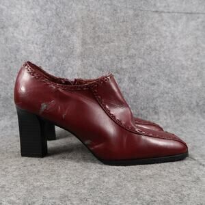 Apostrophe Shoes Womens 6 Booties Block Heel Fashion Low Whipstitch Red Retro